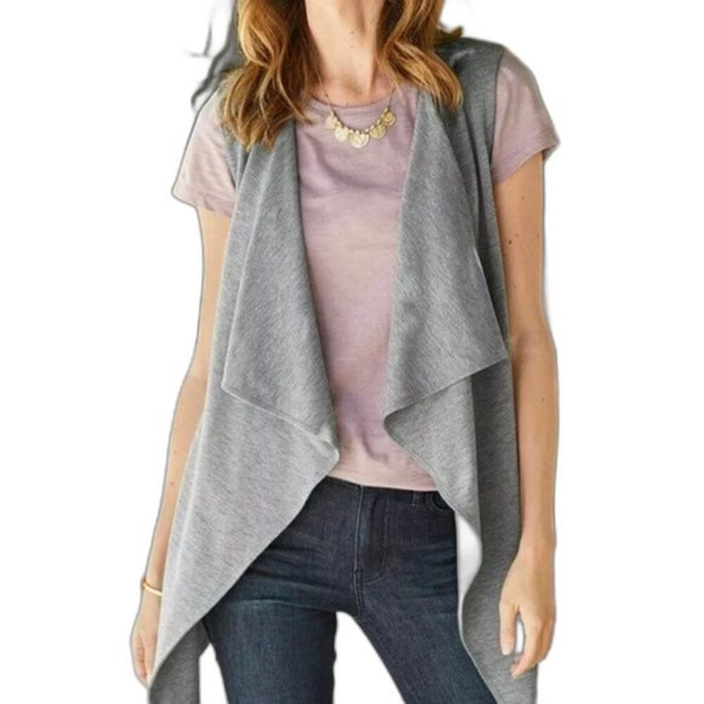 Matilda Jane NWT Count It Out Heather Gray Sleeveless Asymmetrical Vest Size L